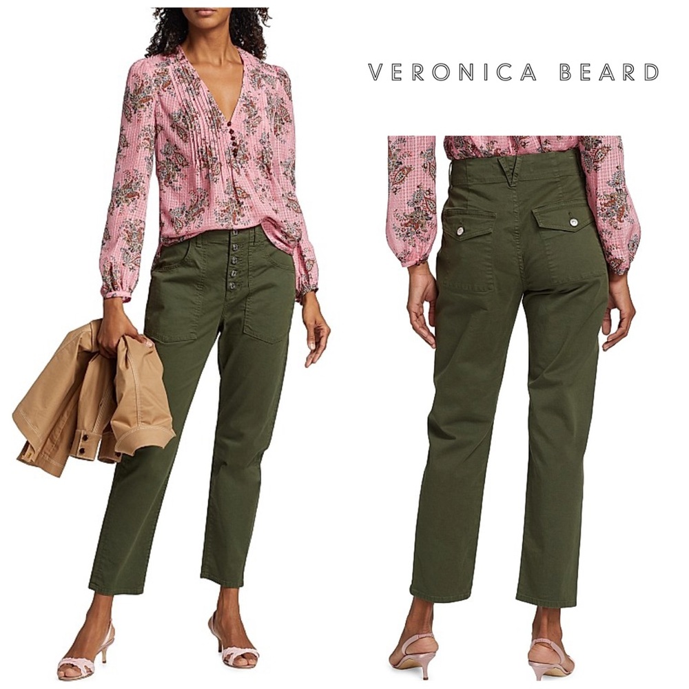 NWOT Veronica Beard Arya Straight High Rise in Army Green